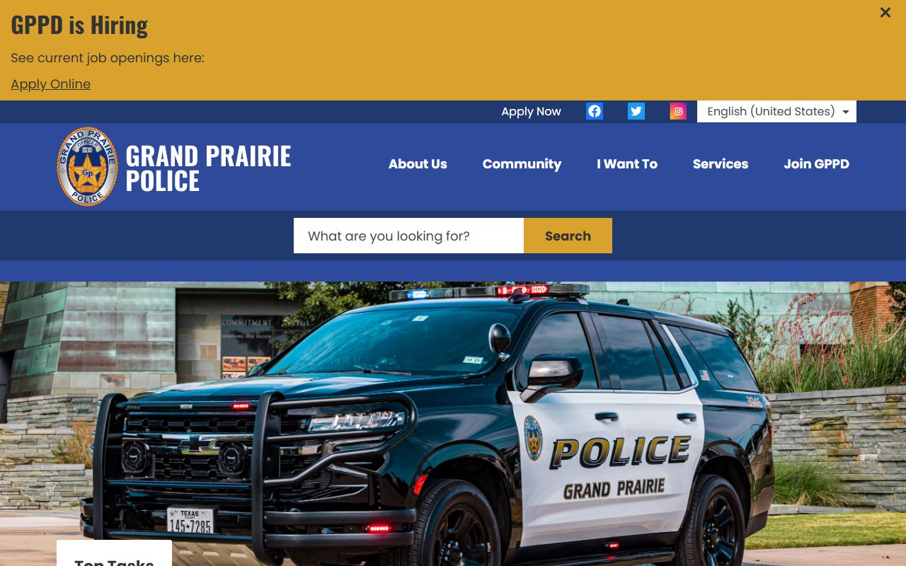 Grand Prairie Police Department website for 24 hour booking record searches