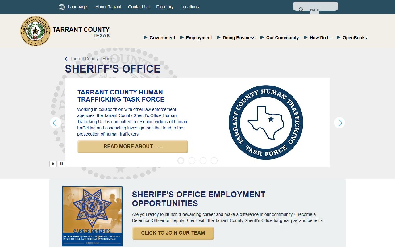 Tarrant County Sheriff website for 24 hour booking records and inmate search