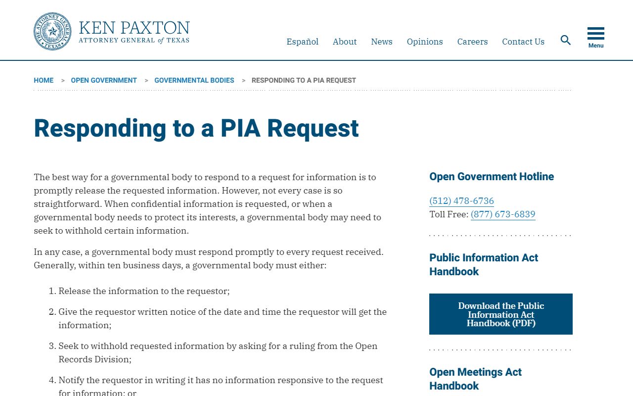 Texas 24 hour booking Attorney General open government